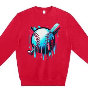 Baseball Homeplate Drip Ice Cream Sprinkles Dripping Candy Premium Crewneck Sweatshirt