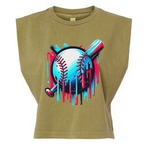 Baseball Homeplate Drip Ice Cream Sprinkles Dripping Candy Garment-Dyed Women's Muscle Tee