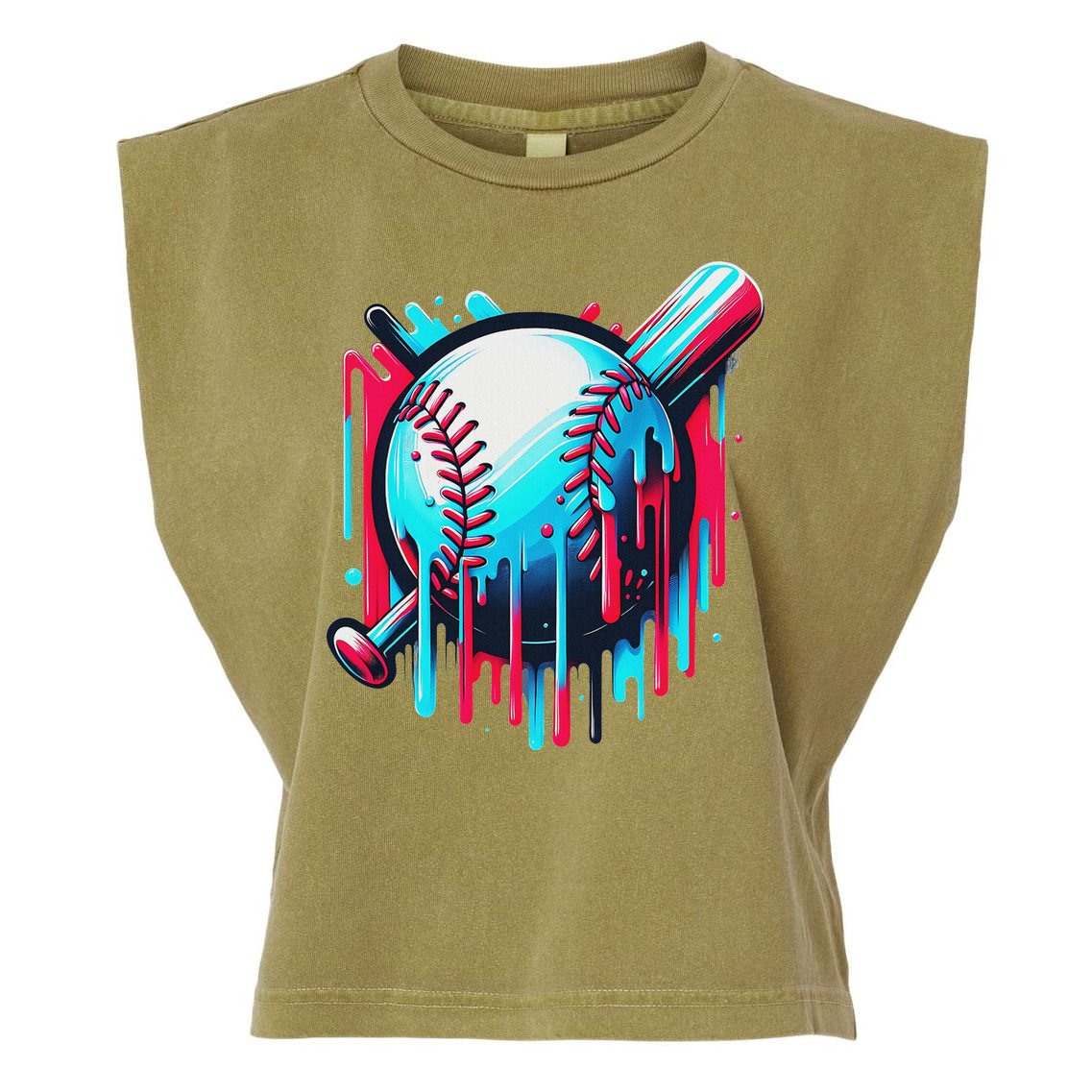 Baseball Homeplate Drip Ice Cream Sprinkles Dripping Candy Garment-Dyed Women's Muscle Tee