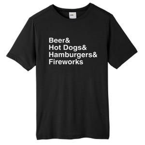 Beer & Hot Dogs & Hamburgers & Fireworks Tall Fusion ChromaSoft Performance T-Shirt