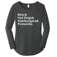 Beer & Hot Dogs & Hamburgers & Fireworks Women's Perfect Tri Tunic Long Sleeve Shirt