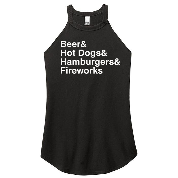 Beer & Hot Dogs & Hamburgers & Fireworks Women’s Perfect Tri Rocker Tank