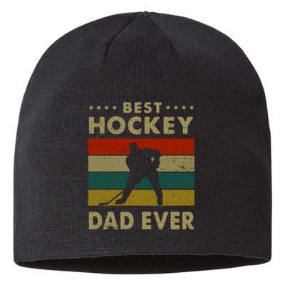 Best Hockey Dad Ever Vintage Hockey Father's Day Gift Sustainable Beanie