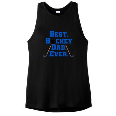 Best Hockey Dad Ever Father's Day Gift Ladies PosiCharge Tri-Blend Wicking Tank