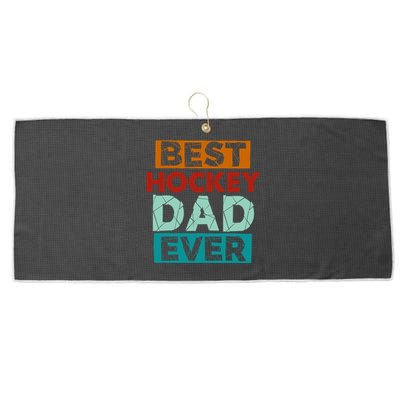 Best Hockey Dad Ever Funny Hockey Dad Gift Large Microfiber Waffle Golf Towel