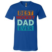 Best Hockey Dad Ever Funny Hockey Dad Gift V-Neck T-Shirt