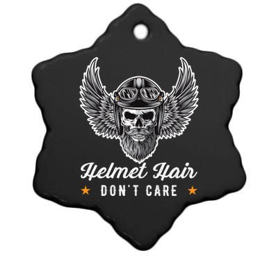 Bike Hair Do Not Care Motorcyclist Bikerin Gift Ceramic Star Ornament