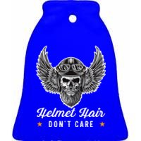 Bike Hair Do Not Care Motorcyclist Bikerin Gift Ceramic Bell Ornament