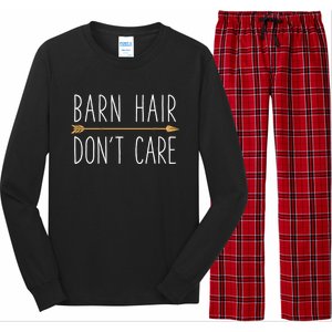 Barn Hair Don't Care Horse Funny Farm Horseback Riding Gift Long Sleeve Pajama Set