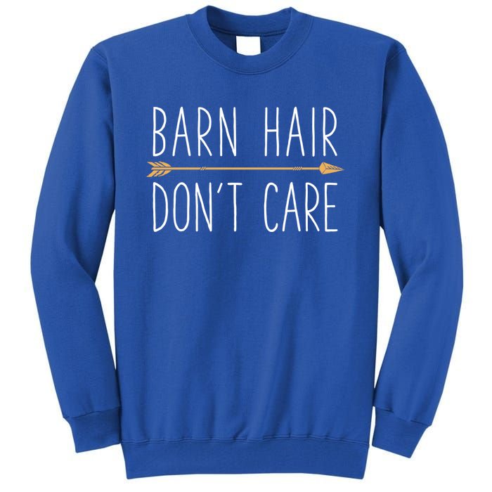 Barn Hair Don't Care Horse Funny Farm Horseback Riding Gift Tall Sweatshirt