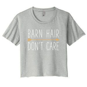 Barn Hair Don't Care Horse Funny Farm Horseback Riding Gift Women's Crop Top Tee