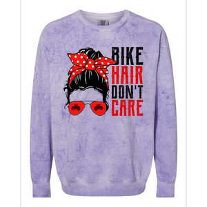 Bike Hair Don't Care Funny Biker Funny Gift Colorblast Crewneck Sweatshirt