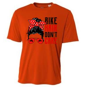 Bike Hair Don't Care Funny Biker Funny Gift Cooling Performance Crew T-Shirt