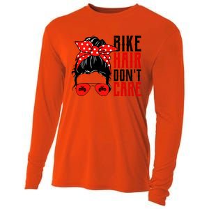 Bike Hair Don't Care Funny Biker Funny Gift Cooling Performance Long Sleeve Crew