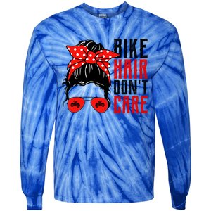 Bike Hair Don't Care Funny Biker Funny Gift Tie-Dye Long Sleeve Shirt