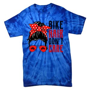 Bike Hair Don't Care Funny Biker Funny Gift Tie-Dye T-Shirt