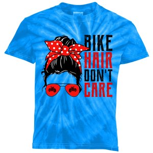 Bike Hair Don't Care Funny Biker Funny Gift Kids Tie-Dye T-Shirt