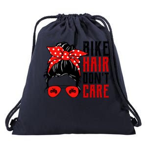 Bike Hair Don't Care Funny Biker Funny Gift Drawstring Bag