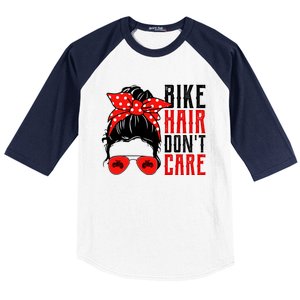 Bike Hair Don't Care Funny Biker Funny Gift Baseball Sleeve Shirt