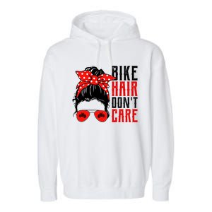 Bike Hair Don't Care Funny Biker Funny Gift Garment-Dyed Fleece Hoodie