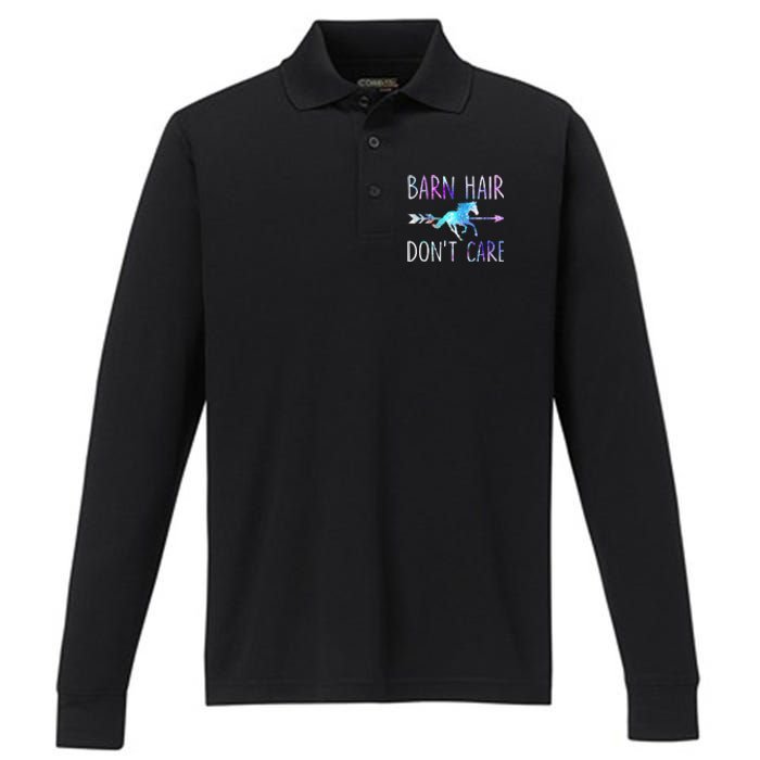 BARN HAIR DON'T CARE Love Horse Riding Performance Long Sleeve Polo