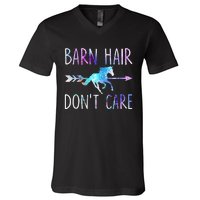 BARN HAIR DON'T CARE Love Horse Riding V-Neck T-Shirt