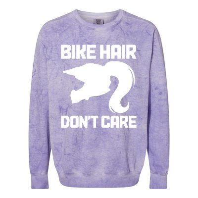 Bike Hair Don't Care Funny Motocross Mx Dirt Biker Gift Colorblast Crewneck Sweatshirt