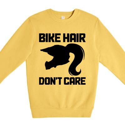 Bike Hair Don't Care Funny Motocross Mx Dirt Biker Gift Premium Crewneck Sweatshirt