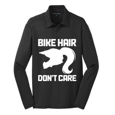 Bike Hair Don't Care Funny Motocross Mx Dirt Biker Gift Silk Touch Performance Long Sleeve Polo