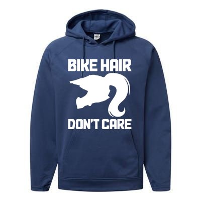 Bike Hair Don't Care Funny Motocross Mx Dirt Biker Gift Performance Fleece Hoodie