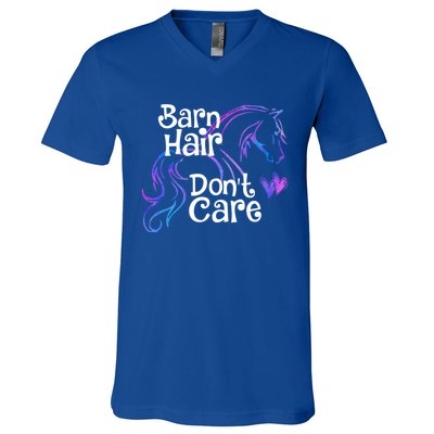 Barn Hair Don't Care Funny Horse Equestrian Riding Graphic Great Gift V-Neck T-Shirt