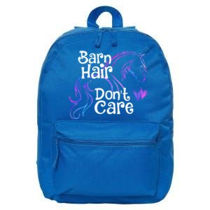 Barn Hair Don't Care Funny Horse Equestrian Riding Graphic Great Gift 16 in Basic Backpack