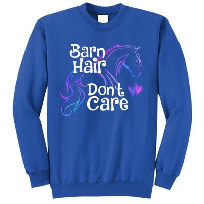 Barn Hair Don't Care Funny Horse Equestrian Riding Graphic Great Gift Tall Sweatshirt