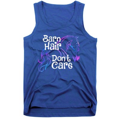 Barn Hair Don't Care Funny Horse Equestrian Riding Graphic Great Gift Tank Top