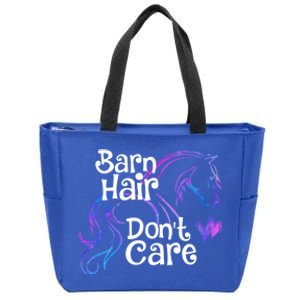 Barn Hair Don't Care Funny Horse Equestrian Riding Graphic Great Gift Zip Tote Bag