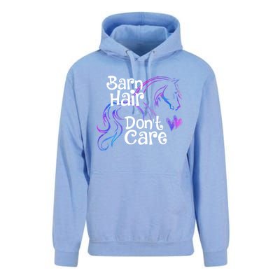 Barn Hair Don't Care Funny Horse Equestrian Riding Graphic Great Gift Unisex Surf Hoodie