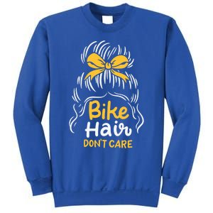 Bike Hair Don't Care Funny Motorcycle Biker Life Messy Plait Gift Sweatshirt