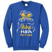 Bike Hair Don't Care Funny Motorcycle Biker Life Messy Plait Gift Tall Sweatshirt