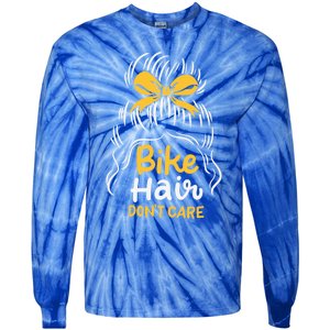 Bike Hair Don't Care Funny Motorcycle Biker Life Messy Plait Gift Tie-Dye Long Sleeve Shirt