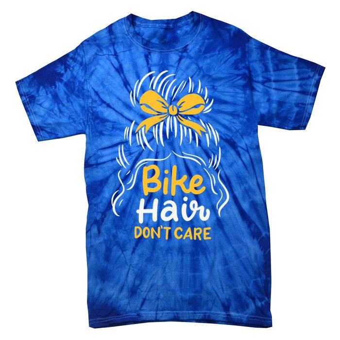 Bike Hair Don't Care Funny Motorcycle Biker Life Messy Plait Gift Tie-Dye T-Shirt