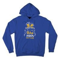 Bike Hair Don't Care Funny Motorcycle Biker Life Messy Plait Gift Tall Hoodie