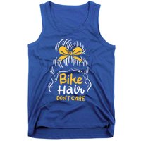 Bike Hair Don't Care Funny Motorcycle Biker Life Messy Plait Gift Tank Top