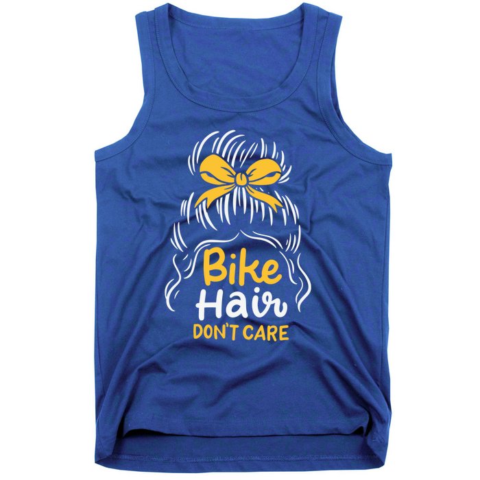 Bike Hair Don't Care Funny Motorcycle Biker Life Messy Plait Gift Tank Top