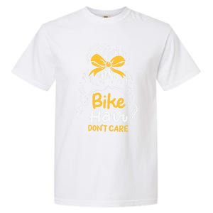 Bike Hair Don't Care Funny Motorcycle Biker Life Messy Plait Gift Garment-Dyed Heavyweight T-Shirt