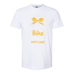 Bike Hair Don't Care Funny Motorcycle Biker Life Messy Plait Gift Softstyle CVC T-Shirt