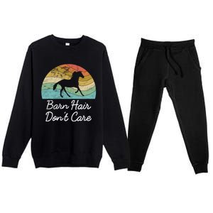 Barn Hair Dont Care Horse Rider Riding Racing Equestrian Run Meaningful Gift Premium Crewneck Sweatsuit Set