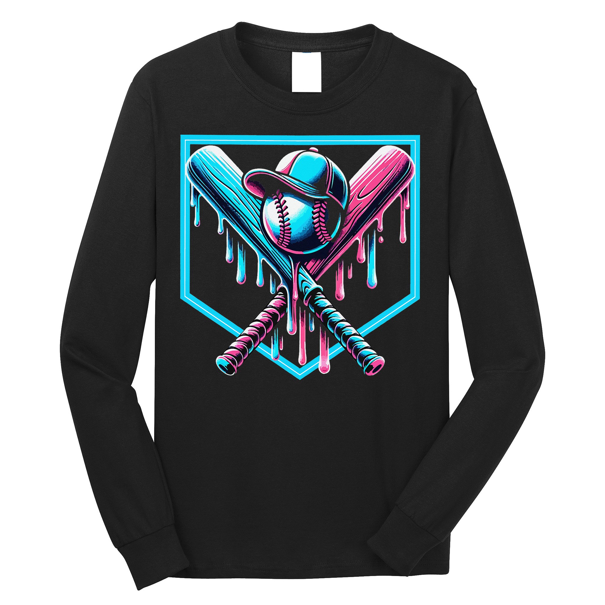 Baseball Home Drip  Baseball Bat Gift Long Sleeve Shirt