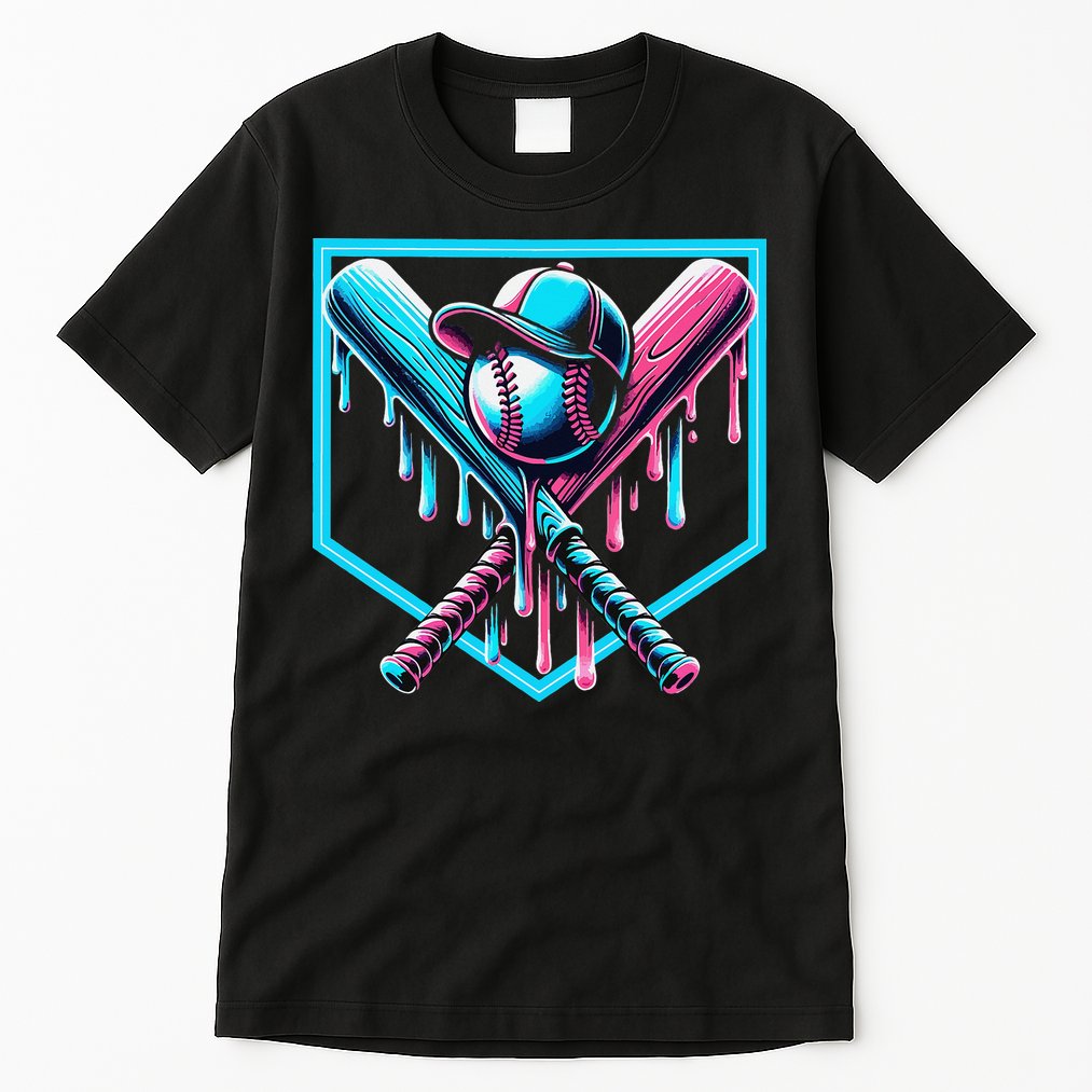 Baseball Home Drip  Baseball Bat Gift Tall T-Shirt