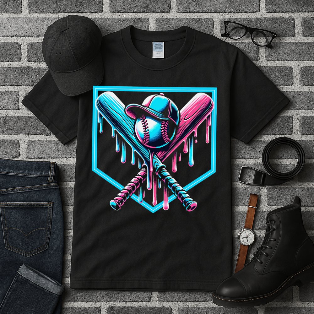 Baseball Home Drip  Baseball Bat Gift Tall T-Shirt
