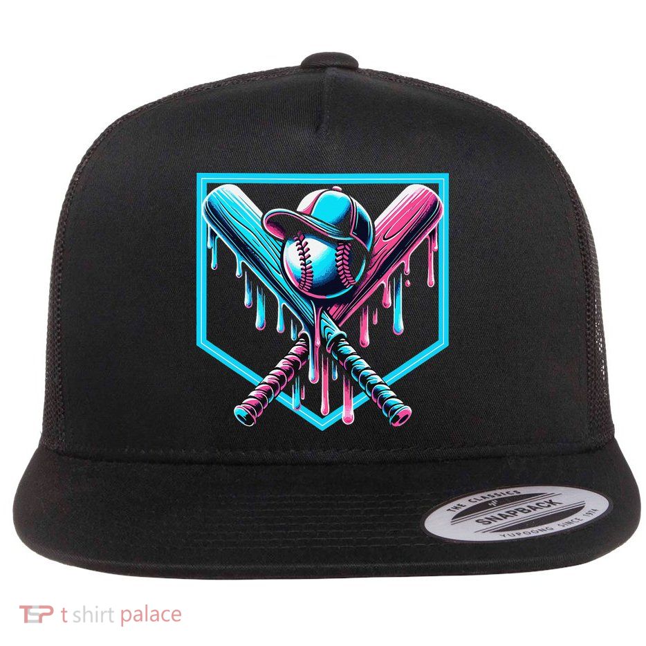 Baseball Home Drip  Baseball Bat Gift Flatbill Hat